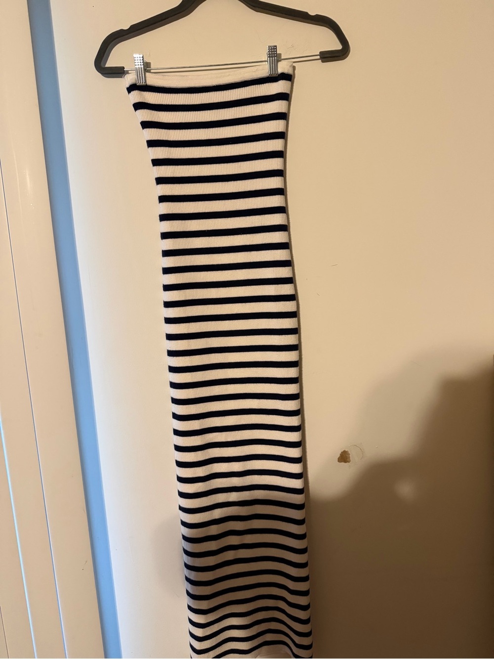 Edikted Striped Tube Maxi Dress - White & Navy